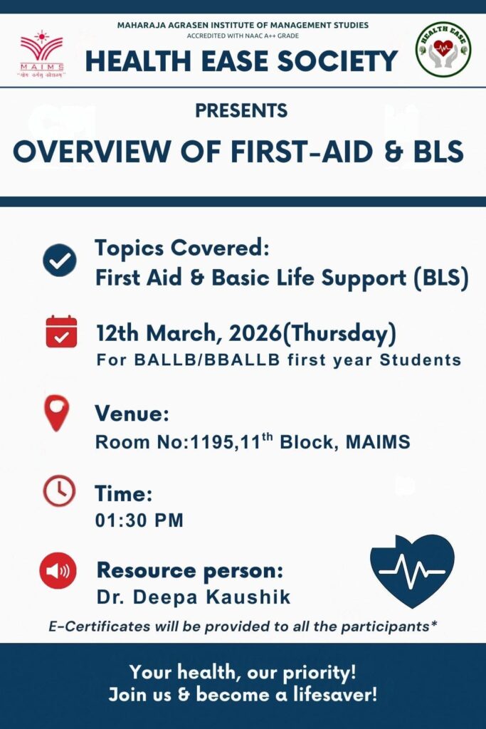 Workshop on “Overview of First Aid & Basic Life Support(BLS)